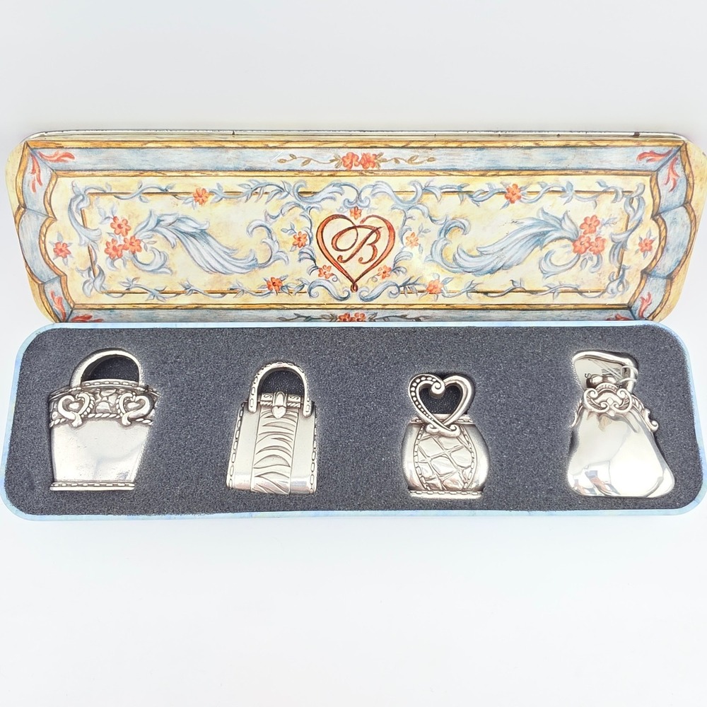 New w Tags! BRIGHTON Purse Place Card & Photo Holder Set Decorative Silver Plate